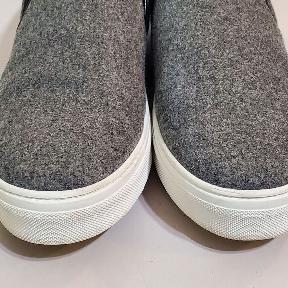 CELINE PARIS Size 40/10 Sneakers Gray Wool Leather Slip On Quiet Luxury Italy - Picture 3 of 12